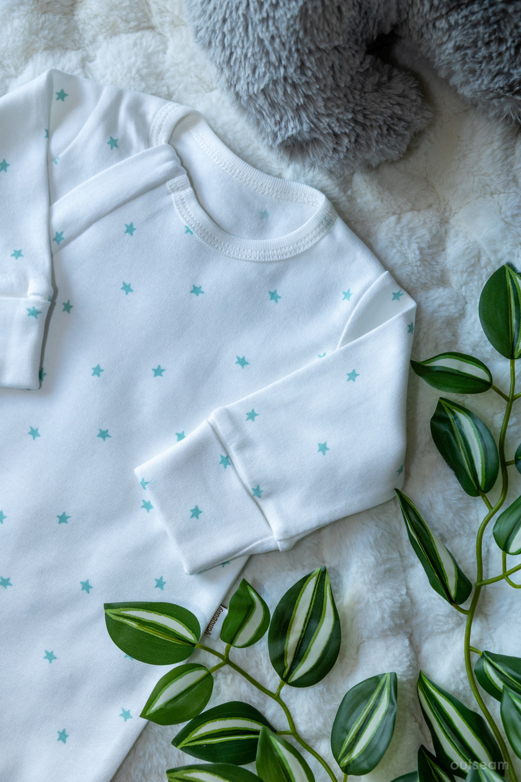 Outseam Sleepsuit Zipper Mint Stars — detail view 3