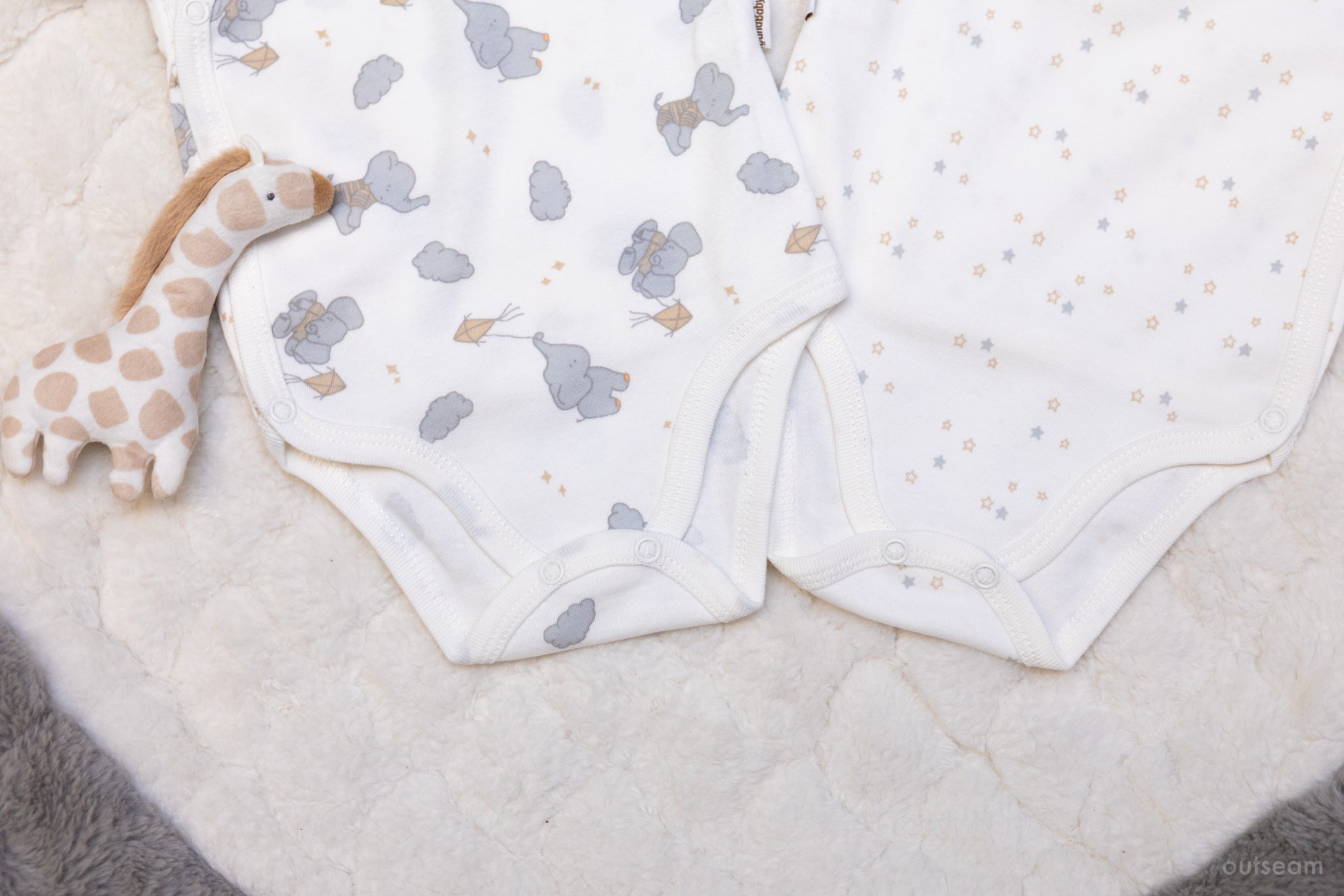 Outseam Bodysuit Set Brown Elephants Stars — detail view 4